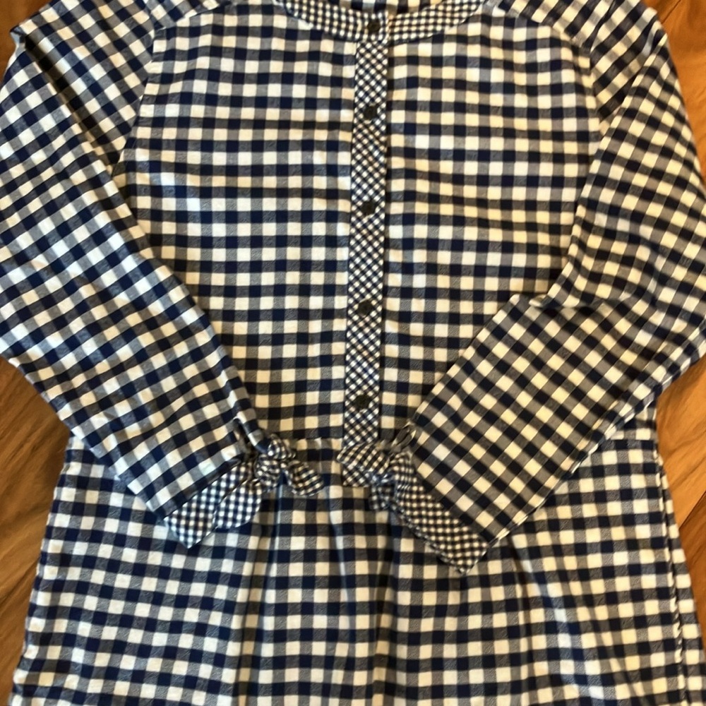 Vineyard Vines navy and white checked flannel dress - Picture 2 of 5